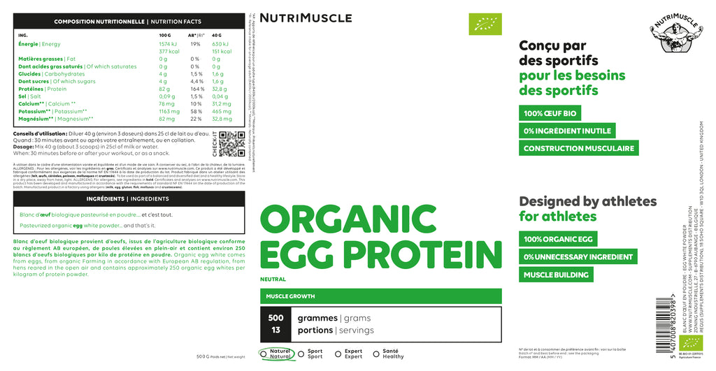 Protéine bio - Blanc d'oeuf en poudre: en 200g - Boutique de Nutrition Pour  la Musculation - eggnergy