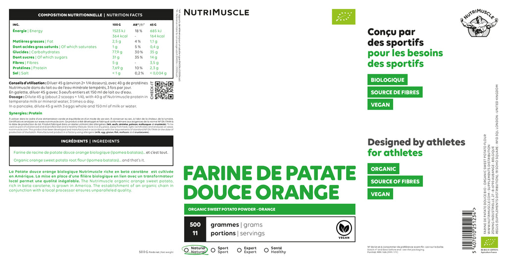 Farine de patate douce blanche biologique – Nutrimuscle